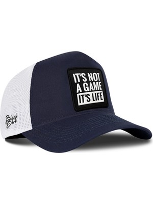 BlackBörk It's Not A Game It's Life Logolu Lacivert-Beyaz Trucker Şapka