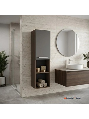 Kale Trevi 40 Cm Antrasit-Ceviz Boy Dolabı (Sağ)