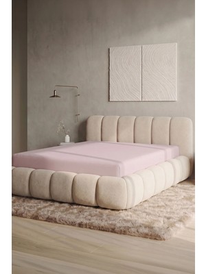 Teohomelinens Maya Süprem Çift Kişilik Lastikli Çarşaf , 160-180X200 Cm, Açık Pembe, %67 Polyester %28 Pamuk %5 Elastan, 190 Gsm