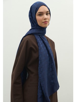 Fresh Scarfs Oslo Pamuk Floş Jakarlı Şal Gece Mavisi