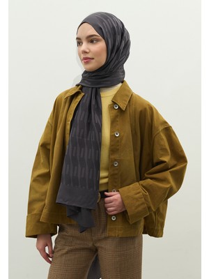 Fresh Scarfs Nara Pamuk Floş Jakarlı Şal Füme