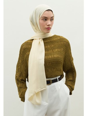 Fresh Scarfs Nara Pamuk Floş Jakarlı Şal Tereyağı