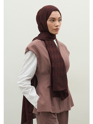 Fresh Scarfs Nara Pamuk Floş Jakarlı Şal Kızıl Kahve