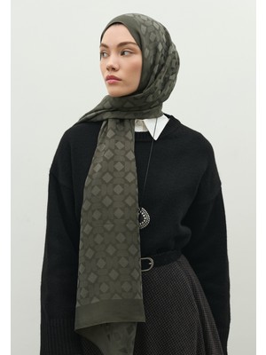 Fresh Scarfs Oslo Pamuk Floş Jakarlı Şal Koyu Gri