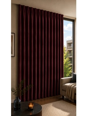 Shy Tekstil Bordo Blackout Fon Perde Isı ve Ses Yalıtımlı Düz Renkli