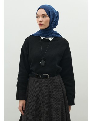 Fresh Scarfs Oslo Pamuk Floş Jakarlı Şal İndigo