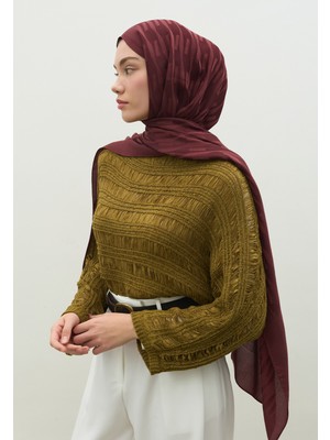Fresh Scarfs Nara Pamuk Floş Jakarlı Şal Erik Çürüğü