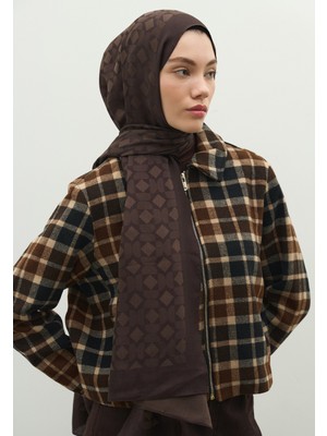 Fresh Scarfs Oslo Pamuk Floş Jakarlı Şal Acı Kahve