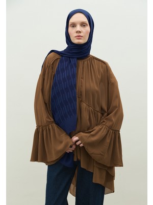 Fresh Scarfs Nara Pamuk Floş Jakarlı Şal Gece Mavisi