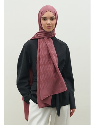 Fresh Scarfs Nara Pamuk Floş Jakarlı Şal Gülkurusu