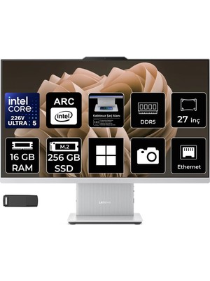 Lenovo Ideacentre 27ILL11 Intel Core Ultra 5 226V 16GB Ram 256GB SSD 27" Full Hd (1920X1080) WIN11 Pro F0JW000YTRP307 Beyaz All In One Bilgisayar + Per4 USB Bellek