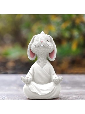 SUME Dekoratif Yoga Yapan Tavşan Biblo Meditasyon Küçük Boy Tavşan Heykeli Ev Dekoru 8X12.5 cm