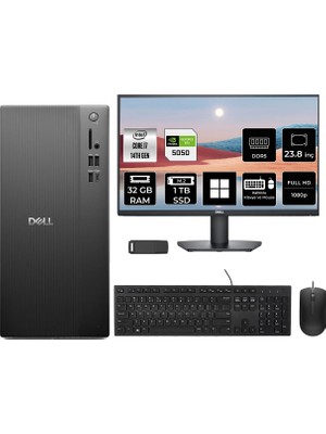 Dell Pro Tower Essential QVT1260 Core I7 14700 Rtx 5050 8gb 32GB Ram 1tb SSD 23.8" Fhd WIN11 Pro BTO014QVT1260P886 Masaüstü Bilgisayar + Per4 USB Bellek