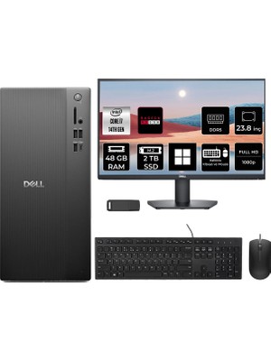 Dell Pro Tower Essential QVT1260 Core I7 14700 Rx 550 4gb 48GB Ram 2tb SSD 23.8" Fhd WIN11 Pro BTO014QVT1260P711 Masaüstü Bilgisayar + Per4 USB Bellek