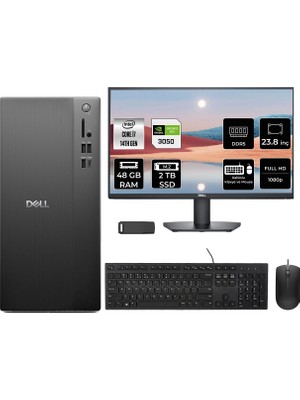 Dell Pro Tower Essential QVT1260 Core I7 14700 Rtx 3050 6gb 48GB Ram 2tb SSD 23.8" Fhd Freedos BTO014QVT1260P791 Masaüstü Bilgisayar + Per4 USB Bellek