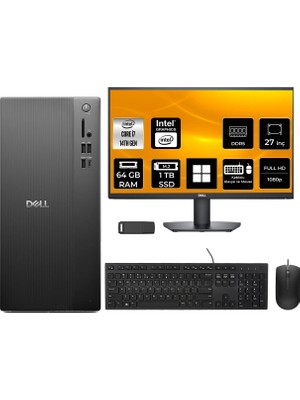 Dell Pro Tower Essential QVT1260 Core I7 14700 64GB Ram 1tb SSD 27" Fhd WIN11 Pro BTO014QVT1260P954 Masaüstü Bilgisayar + Per4 USB Bellek