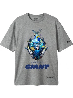 Balıkçılık Temalı Tişört - Chasing Giant Monster Tshirt