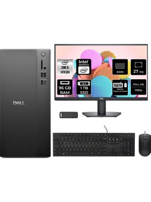 Dell Tower Essential QVT1260 Core I5 14500 96GB Ram 1tb SSD 27" Fhd Freedos BTO005BQVT1260P918 Masaüstü Bilgisayar + Per4 USB Bellek