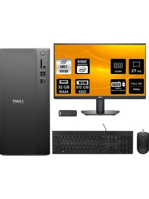 Dell Pro Tower Essential QVT1260 Core I7 14700 32GB Ram 512GB SSD 27" Fhd Freedos BTO014QVT1260P905 Masaüstü Bilgisayar + Per4 USB Bellek