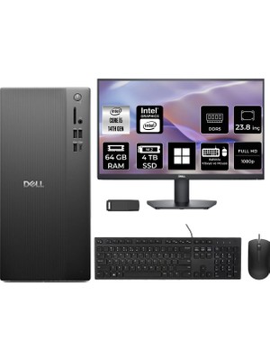 Dell Tower Essential QVT1260 Core I5 14500 64GB Ram 4tb SSD 23.8" Fhd WIN11 Home BTO005BQVT1260P636 Masaüstü Bilgisayar + Per4 USB Bellek