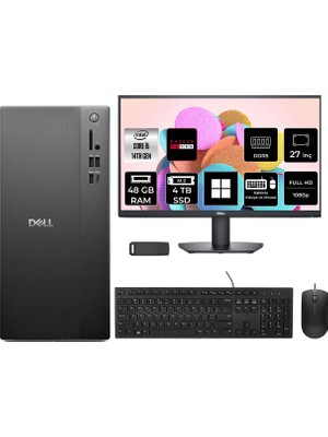 Dell Tower Essential QVT1260 Core I5 14500 Rx 550 4gb 48GB Ram 4tb SSD 27" Fhd WIN11 Home BTO005BQVT1260P992 Masaüstü Bilgisayar + Per4 USB Bellek