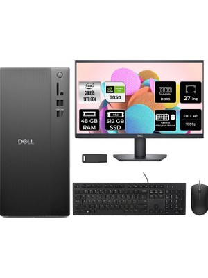 Dell Tower Essential QVT1260 Core I5 14500 Rtx 3050 6gb 48GB Ram 512GB SSD 27" Fhd Freedos  BTO005BQVT1260P1089 Masaüstü Bilgisayar + Per4 USB Bellek