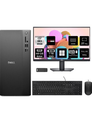 Dell Tower Essential QVT1260 Core I5 14500 Rx 550 4gb 48GB Ram 1tb SSD 27" Fhd WIN11 Home BTO005BQVT1260P990 Masaüstü Bilgisayar + Per4 USB Bellek