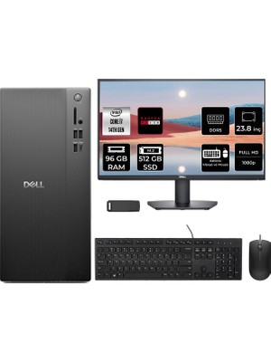 Dell Pro Tower Essential QVT1260 Core I7 14700 Rx 550 4gb 96GB Ram 512GB SSD 23.8" Fhd Freedos BTO014QVT1260P677 Masaüstü Bilgisayar + Per4 USB Bellek