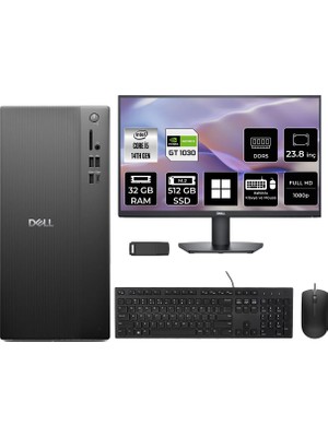 Dell Tower Essential QVT1260 Core I5 14500 Gt 1030 4gb 32GB Ram 512GB SSD 23.8" Fhd WIN11 Home BTO005BQVT1260P745 Masaüstü Bilgisayar + Per4 USB Bellek