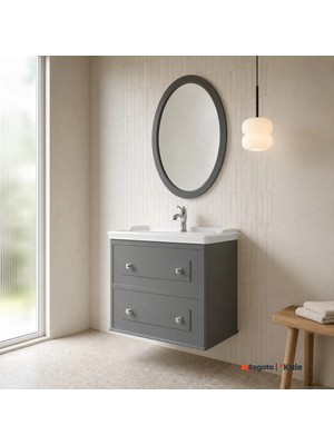 Kale Miro 80 Cm Mat Gri Banyo Dolabı Takımı