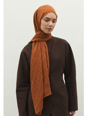 Fresh Scarfs Monogram Pamuk Floş Jakarlı Şal Tarçın Kabuğu