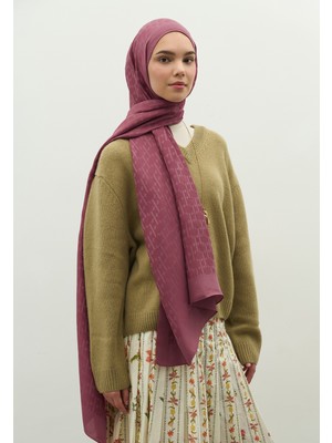 Fresh Scarfs Monogram Pamuk Floş Jakarlı Şal Vintage Rose