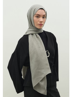 Fresh Scarfs Monogram Pamuk Floş Jakarlı Şal Soğuk Gri