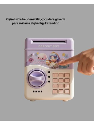 Hsc Bilişim Çocuklar Için Elektronik Şifreli Biriktirme Kumbarası Mor