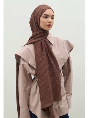 Fresh Scarfs Monogram Pamuk Floş Jakarlı Şal Kakao