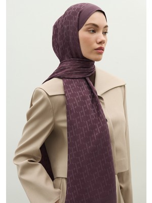 Fresh Scarfs Monogram Pamuk Floş Jakarlı Şal Mürdüm