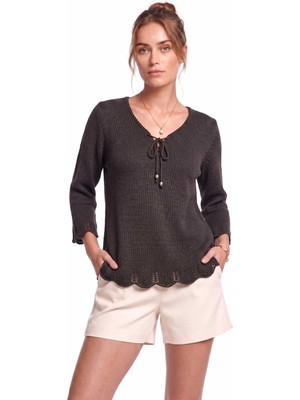 Peraluna Breeze Tunik, Kadın Triko Tunik - Koyu Kahve