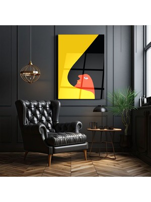 Zera Wall Cam Tablo Sarı Siyah Kadın Silüeti Pop Art Duvar Dekorasyonu