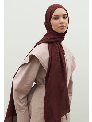 Fresh Scarfs Monogram Pamuk Floş Jakarlı Şal Bordo