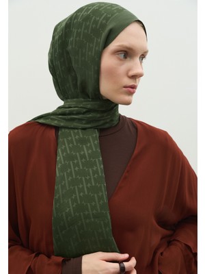 Fresh Scarfs Monogram Pamuk Floş Jakarlı Şal Yaprak