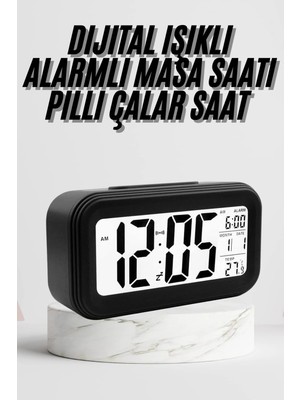 Hsc Bilişim Dijital Masa Saati Termometre Takvim LED Ekran Pilli Ev Ofis Masası