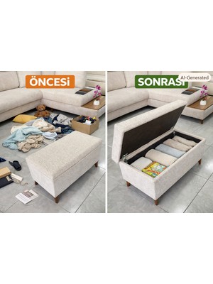 Nazar Mobilya Nazar Sağlam Tabanlı-Sandıklı Puf 120cm*40cm* 44 cm oturum yüksekliği-Kalın Tabanıyla Çökmez