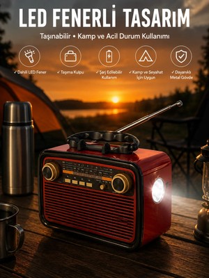 Mestore Eskitme Nostalji Tasarımlı Bluetoothlu Nostalji Radyo Ahşap Nostaljik Görünümlü