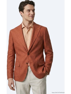 Kip Kiremit Modern Fit %100 Keten Ceket