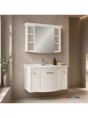 Kale Arte+ 100 Cm Parlak Beyaz Banyo Dolabı Takımı (Krom Kulp)