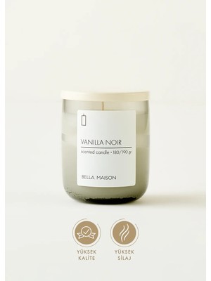 Bella Maison Vanilla Noir 1 Adet Ahşap Fitilli Dekoratif Soy Wax Mum Karışık Koku Özelliği