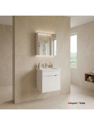 Kale Stora 65 cm Set Parlak Beyaz (Lavabo Dolabı + Aynalı Dolap)