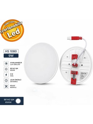 Helios HS1080 Opto 9 W Backlight Lux LED Panel Beyaz Işıklı LED Spot