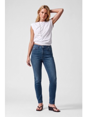 Markapia Kadın Açık Mavi Yüksek Bel Slim Fit Likralı Jean Pantolon