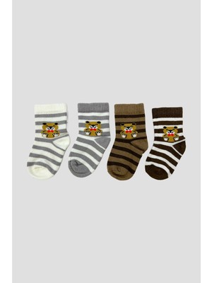 Defne Baby Unisex Bebek ve Çocuk Karışık Desenli Premium Pamuklu Soket Çorap Seti